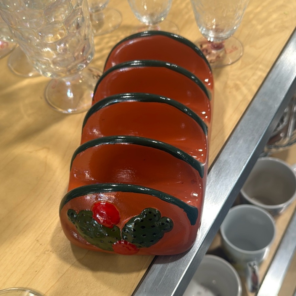 Orange Napkin Holder with Cactus Motif